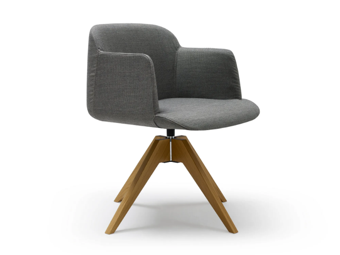 DEEP - Upholstered trestle-based chair with armrests _ Quinti Sedute